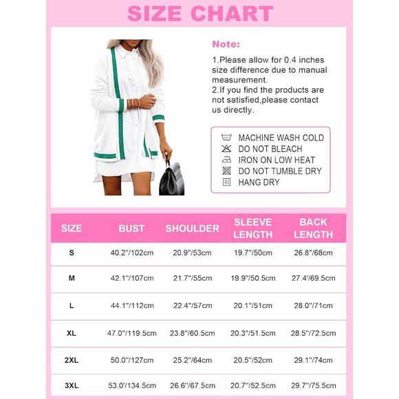 Cardigan Sweaters for Women Knit Open Front Varsity Trendy Cardigan with Pockets - Picture 6 of 6